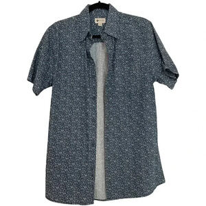 Haggar Navy Button Down Collared Shirt Short Sleeve